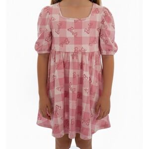 BARBIE Checkered Skater Dress, Girl 10/12, Pink White